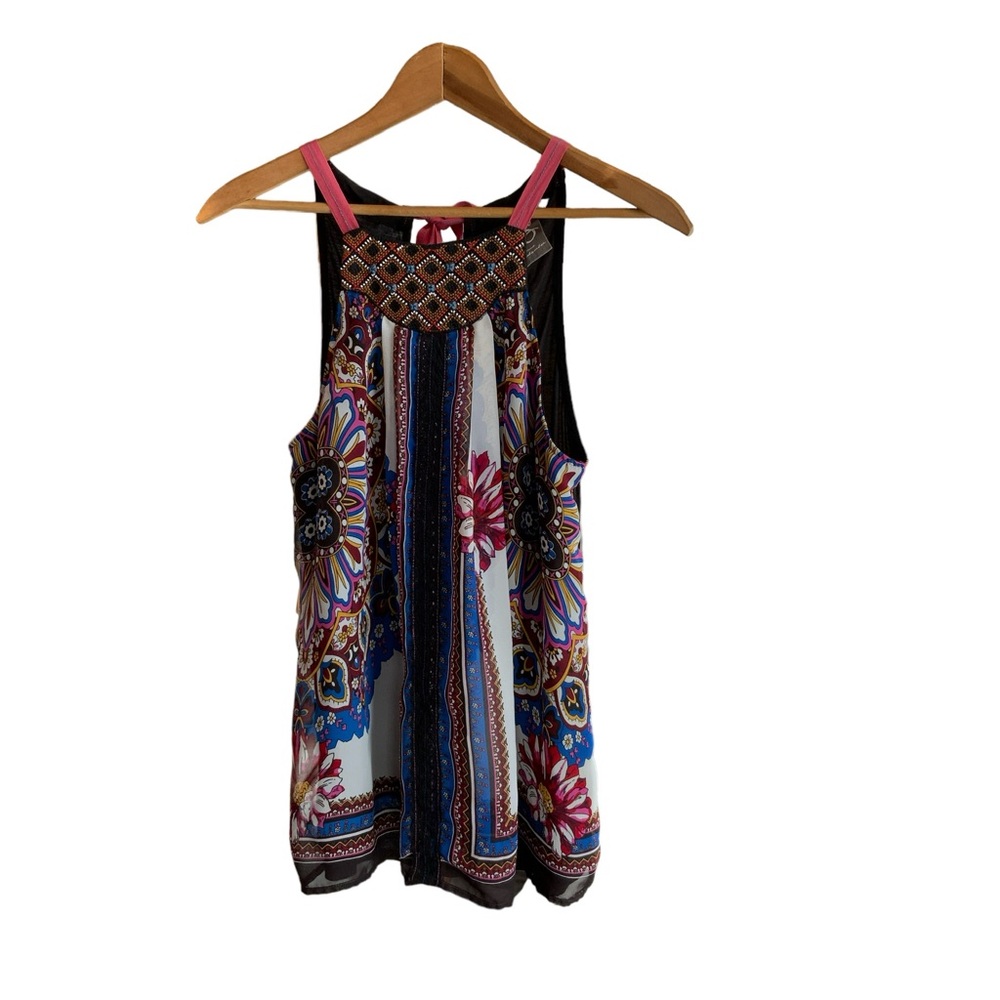 Anthropologie One September XS Nala Bohemian Tank Top Beaded Embroidered